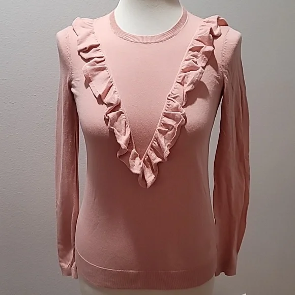 Ralph Lauren Small Pink Ruffle Sweater Top Casual Comfy Cozy Preppy Pullover - Picture 12 of 12